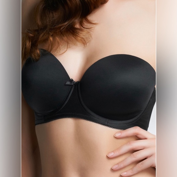 Freya Deco 28E Black Strapless Convertible Moulded Cup Bra - Picture 3 of 11